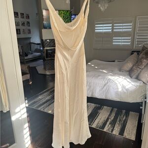 Elegant Silk Ivory Evening Gown